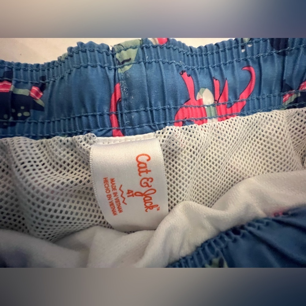 CAT & JACK UNISEX SHORTS WITH TRUNKS ATTACHED.  SIZE 4T - Picture 3 of 7